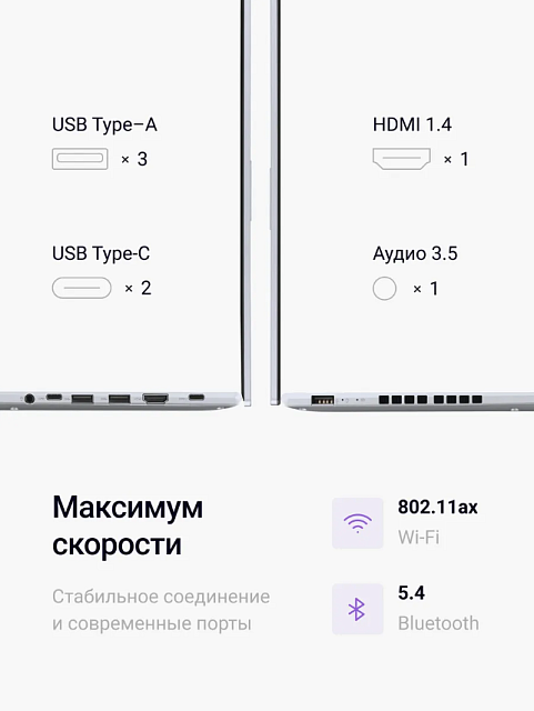 Asus Vivobook M1605 Серебристый OLED Ryzen 7 170 16GB DDR5 512 GB SSD